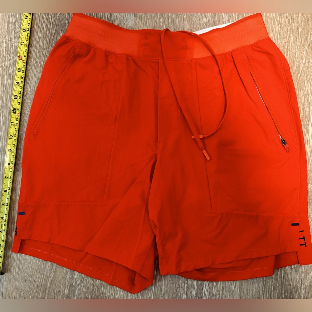 Vibrant orange Lululemon Mens Unlined Athletic Shorts 5-6” Licensed to Train